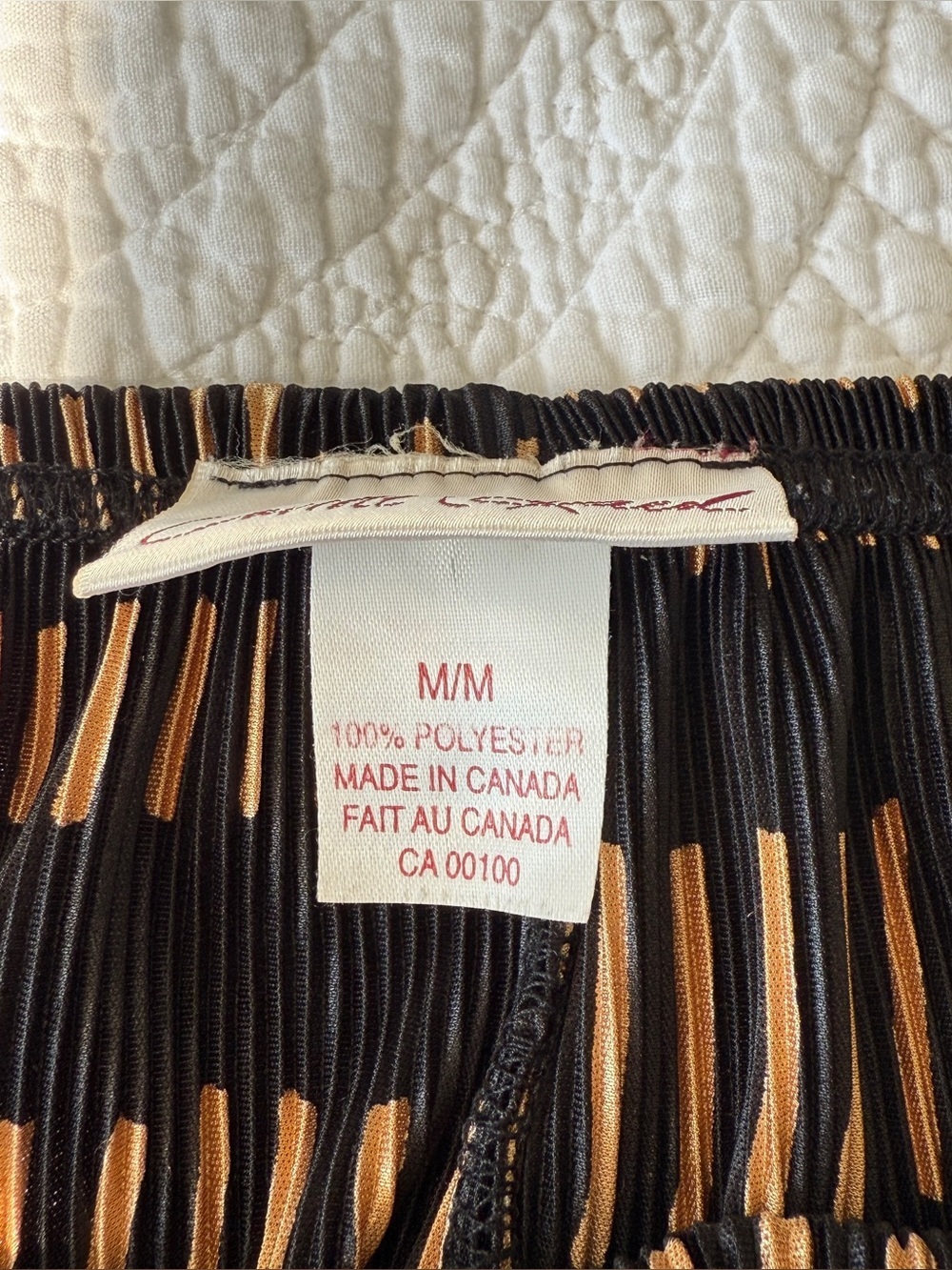 Vintage Carroll Reed Black Gold Pleated Midi Skirt Womens Size Medium 90s - Picture 7 of 10